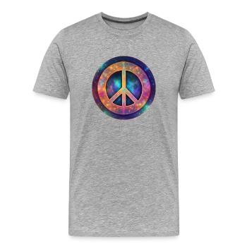 Kosmisches Friedenszeichen - Männer Premium Bio T-Shirt - Grau meliert - Vorne - Damien (186cm)