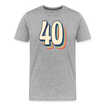 T-Shirt rétro Vintage numéro 40 quarante - T-shirt bio Premium Homme - gris chiné - Devant - Damien (186cm)