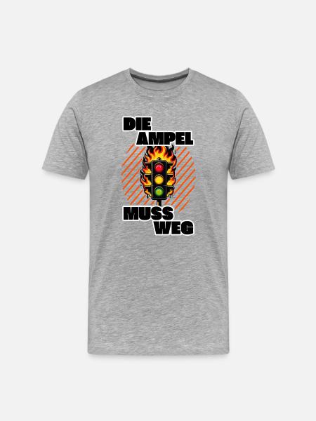 Ampel muss weg Kritik - Männer Premium Bio T-Shirt - Grau meliert
