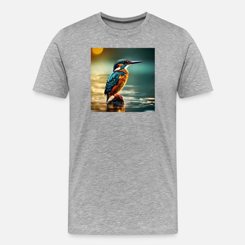 Eisvogel - Männer Premium Bio T-Shirt - Grau meliert