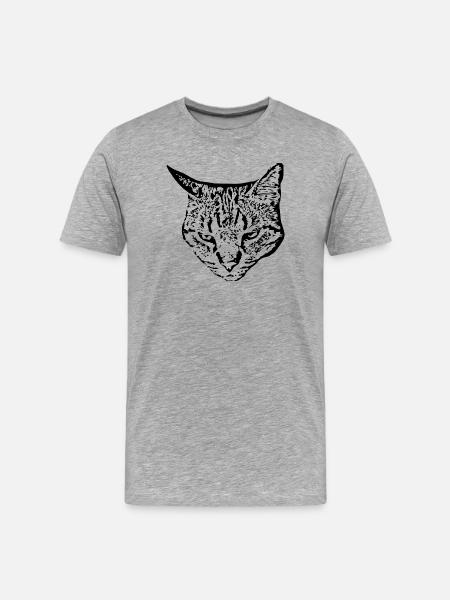 Cat Black Cat Head - Men's Premium Organic T-Shirt - heather grey