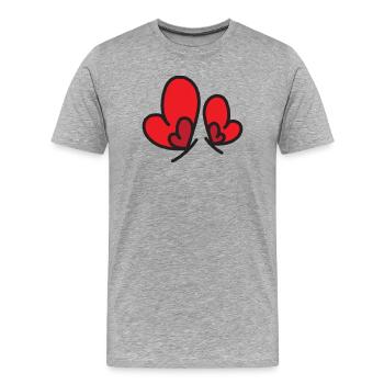 Zwei Rote Herzen Übersicht - Männer Premium Bio T-Shirt - Grau meliert - Vorne - Damien (186cm)