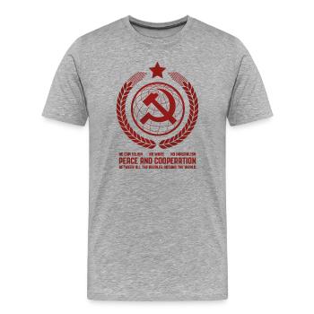 Global Unity Emblem - Männer Premium Bio T-Shirt - Grau meliert - Vorne - Damien (186cm)