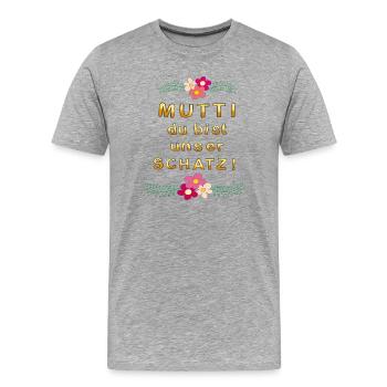Mutti, Muttertag - Männer Premium Bio T-Shirt - Grau meliert - Vorne - Damien (186cm)