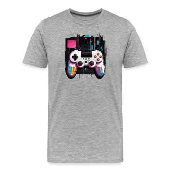 Manette Gamer - T-shirt bio Premium Homme - gris chiné - Devant - Damien (186cm)
