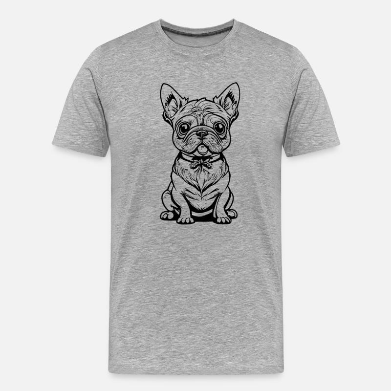 Süsser sitzender Hund - Männer Premium Bio T-Shirt - Grau meliert
