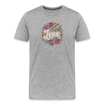 Amour - T-shirt bio Premium Homme - gris chiné - Devant - Damien (186cm)