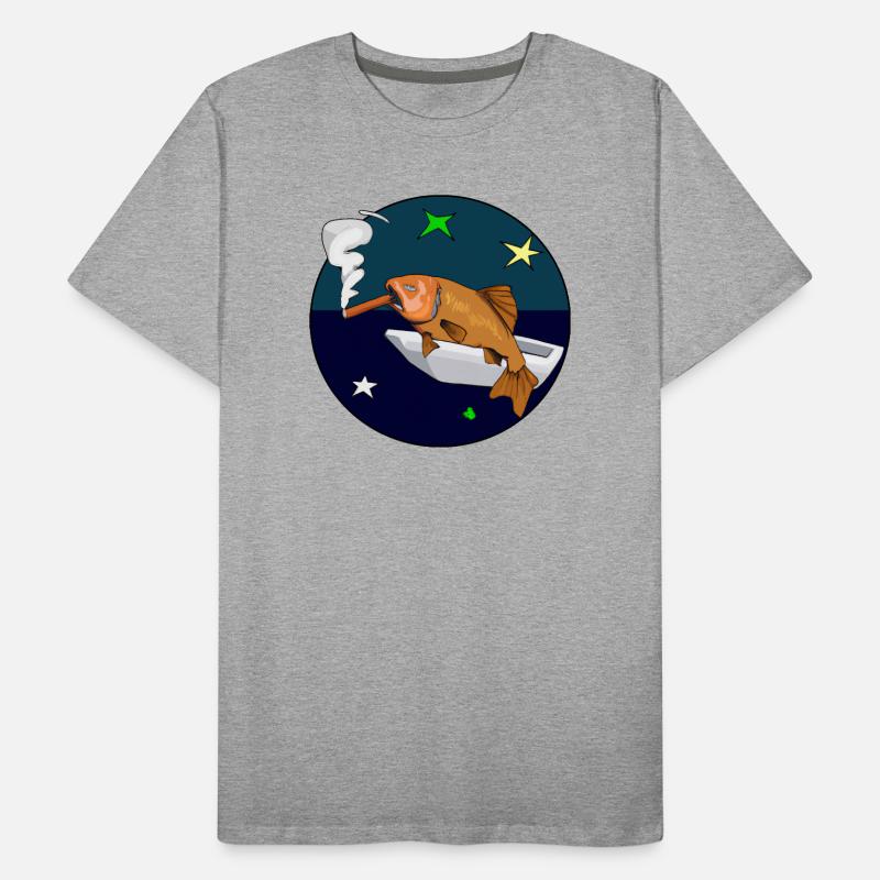 Fisch mit einer Zigarre im Weltraum. Männer Premium Bio T-Shirt