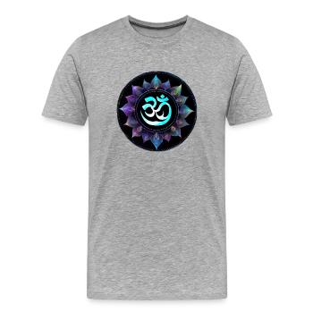 Om Lotus Neon Mandala - Men's Premium Organic T-Shirt - heather grey - Front - Damien (186cm)