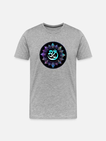 Om Lotus Neon Mandala - Men's Premium Organic T-Shirt - heather grey