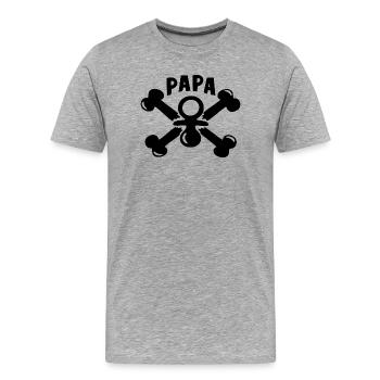 Papa Geburt Pirat Geschenk - Männer Premium Bio T-Shirt - Grau meliert - Vorne - Damien (186cm)