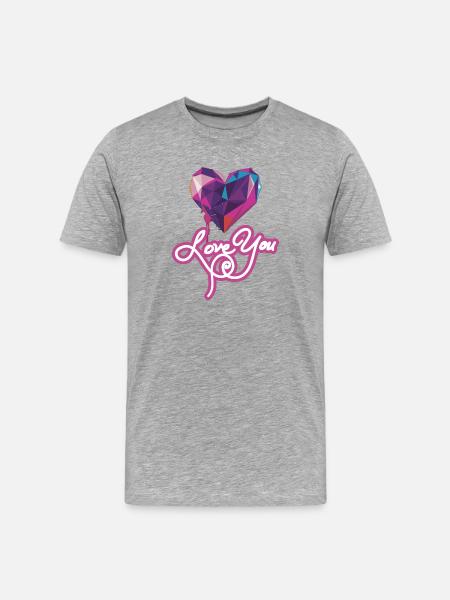 Love You Geometric Heart - Men's Premium Organic T-Shirt - heather grey