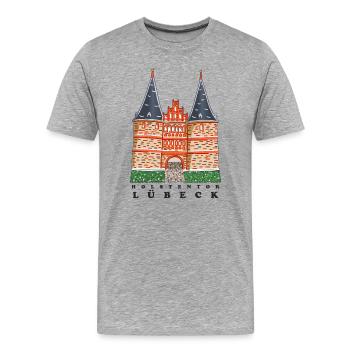 Lübeck Welterbestätte Holstentor, Norddeutschland - Männer Premium Bio T-Shirt - Grau meliert - Vorne - Damien (186cm)