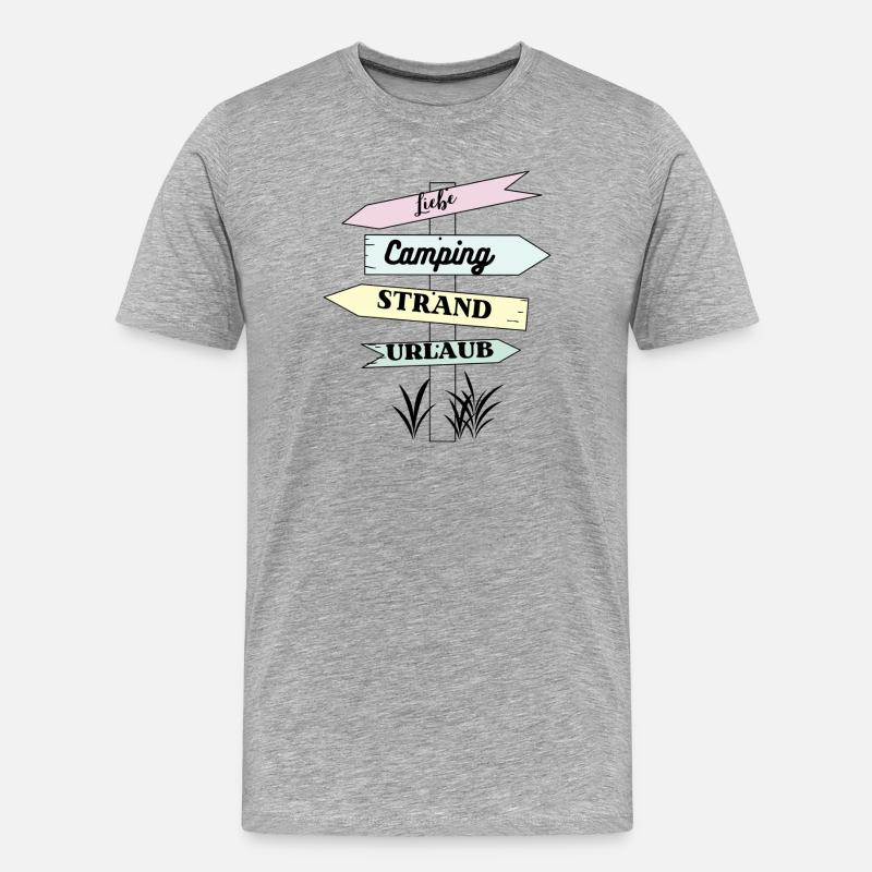 Camping Strand Urlaub Liebe - Männer Premium Bio T-Shirt - Grau meliert