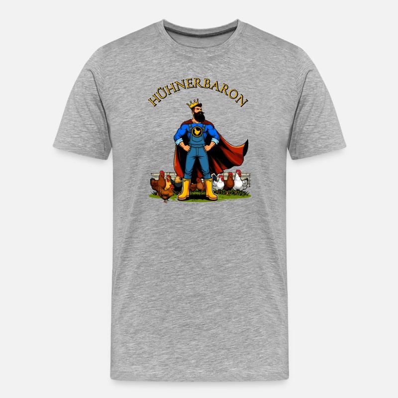 Hühnerbaron Hühnerheld Hühner Fan - Männer Premium Bio T-Shirt - Grau meliert