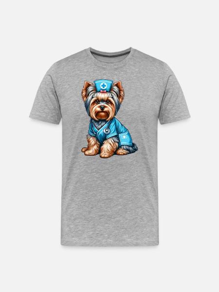 Yorkshire terrier nurse - Men's Premium Organic T-Shirt - heather grey