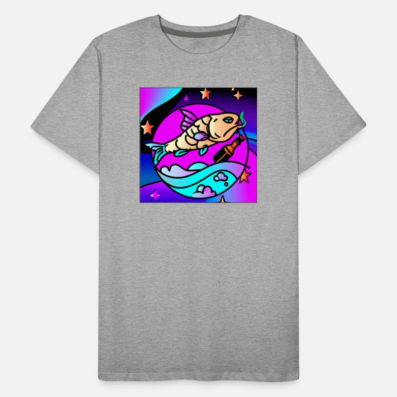 Drunk vaperwave/retrowave fish. Men's Premium Organic T-Shirt