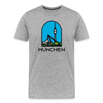 Munich - Tour - T-shirt bio Premium Homme - gris chiné - Devant - Damien (186cm)