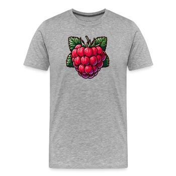 Himbeere - Männer Premium Bio T-Shirt - Grau meliert - Vorne - Damien (186cm)