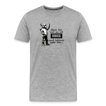 Anti Krieg - Junges Kind mit erhobenem Zeigefinger - Männer Premium Bio T-Shirt - Grau meliert - Vorne - Damien (186cm)