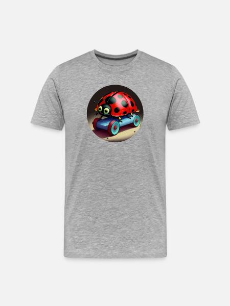 Ladybug on skateboard - Men's Premium Organic T-Shirt - heather grey