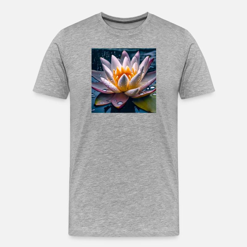 Seerose - Männer Premium Bio T-Shirt - Grau meliert