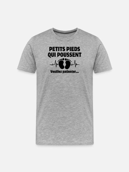 Werdender Vater, werdende Mutter, werdendes Baby - Männer Premium Bio T-Shirt - Grau meliert