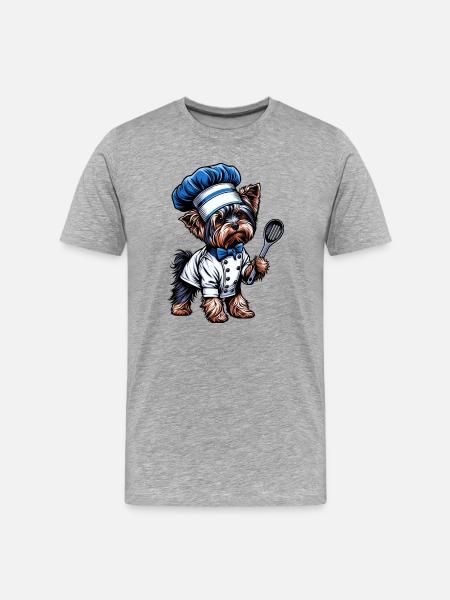 Yorkshire terrier cook - Men's Premium Organic T-Shirt - heather grey