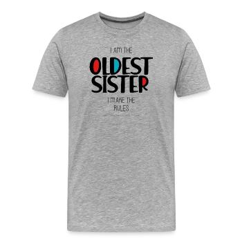 Sœur aînée - T-shirt bio Premium Homme - gris chiné - Devant - Damien (186cm)