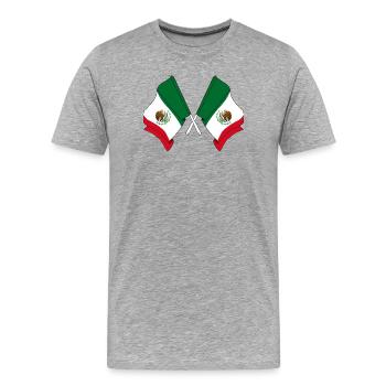Deux drapeaux croisés du Mexique - T-shirt bio Premium Homme - gris chiné - Devant - Damien (186cm)