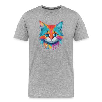 Chat mignon - T-shirt bio Premium Homme - gris chiné - Devant - Damien (186cm)