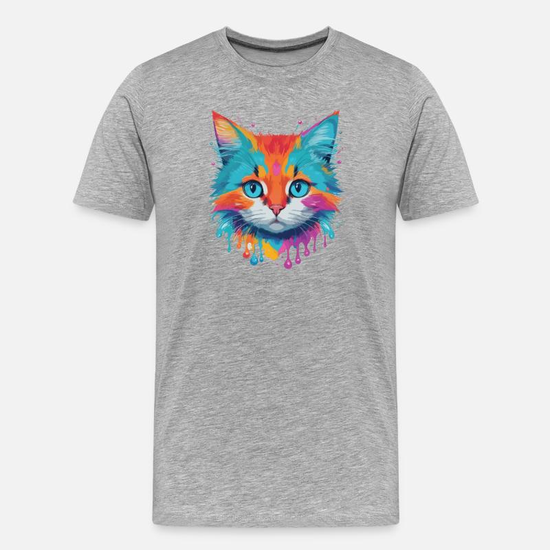 Niedliche Katze - Männer Premium Bio T-Shirt - Grau meliert
