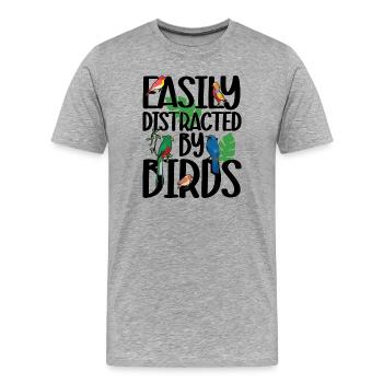 Leicht von Vögeln abgelenkt - Männer Premium Bio T-Shirt - Grau meliert - Vorne - Damien (186cm)