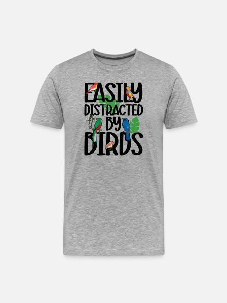 Easily Distracted by Birds - Men's Premium Organic T-Shirt - heather grey
