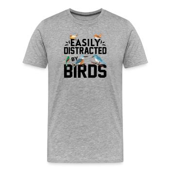 Leicht von Vögeln abgelenkt - Männer Premium Bio T-Shirt - Grau meliert - Vorne - Damien (186cm)
