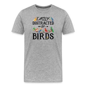 Leicht von Vögeln abgelenkt - Männer Premium Bio T-Shirt - Grau meliert - Vorne - Damien (186cm)