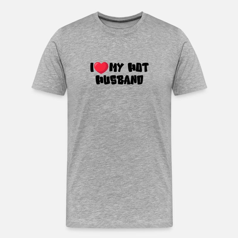 I Love My Hot Husband - Männer Premium Bio T-Shirt - Grau meliert