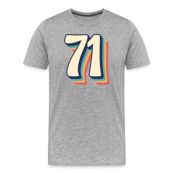 Vintage Retro T-Shirt Nummer 71 Seventy One - Männer Premium Bio T-Shirt - Grau meliert - Vorne - Damien (186cm)