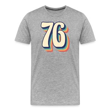 Vintage rétro T Shirt numéro 76 soixante-seize. - T-shirt bio Premium Homme - gris chiné - Devant - Damien (186cm)