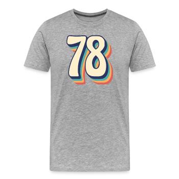 Vintage rétro T Shirt numéro 78 soixante-dix-huit - T-shirt bio Premium Homme - gris chiné - Devant - Damien (186cm)