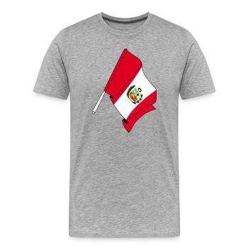 Drapeau Pérou - T-shirt bio Premium Homme - gris chiné - Devant - Damien (186cm)