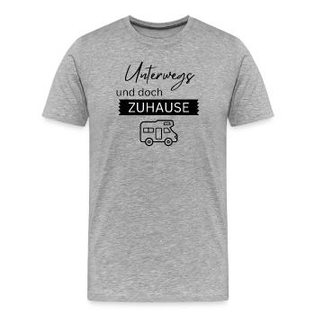 Unterwegs und doch zu Hause - Männer Premium Bio T-Shirt - Grau meliert - Vorne - Damien (186cm)