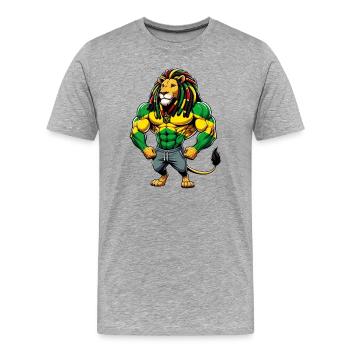Jamaica lion reggae music - Men's Premium Organic T-Shirt - heather grey - Front - Damien (186cm)
