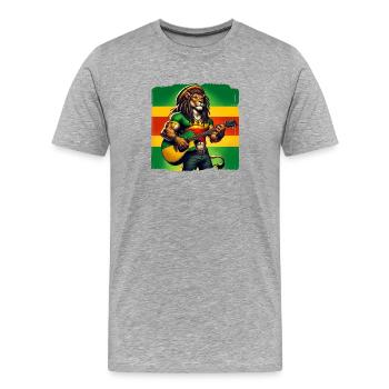 Jamaica lion reggae music - Men's Premium Organic T-Shirt - heather grey - Front - Damien (186cm)