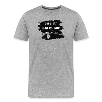 Im Griff hab ich nur mein Bier! - Männer Premium Bio T-Shirt - Grau meliert - Vorne - Damien (186cm)