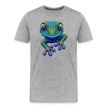 Gecko - T-shirt bio Premium Homme - gris chiné - Devant - Damien (186cm)