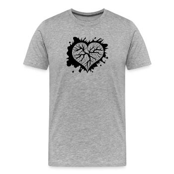 Éclats de cœur avec des gouttes et des veines - T-shirt bio Premium Homme - gris chiné - Devant - Damien (186cm)