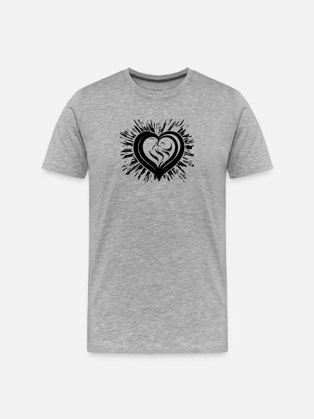 Curved heart with rays - Men's Premium Organic T-Shirt - heather grey