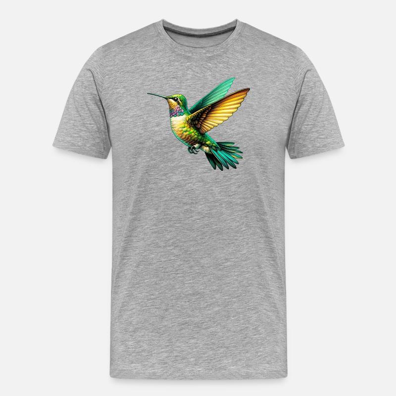 Kolibri - Männer Premium Bio T-Shirt - Grau meliert