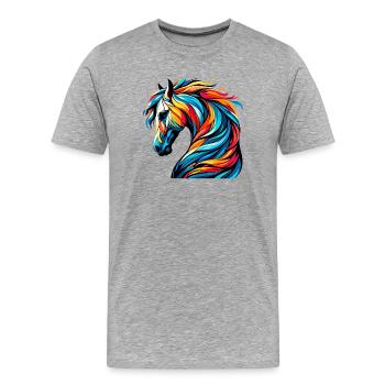 Pferd - Männer Premium Bio T-Shirt - Grau meliert - Vorne - Damien (186cm)